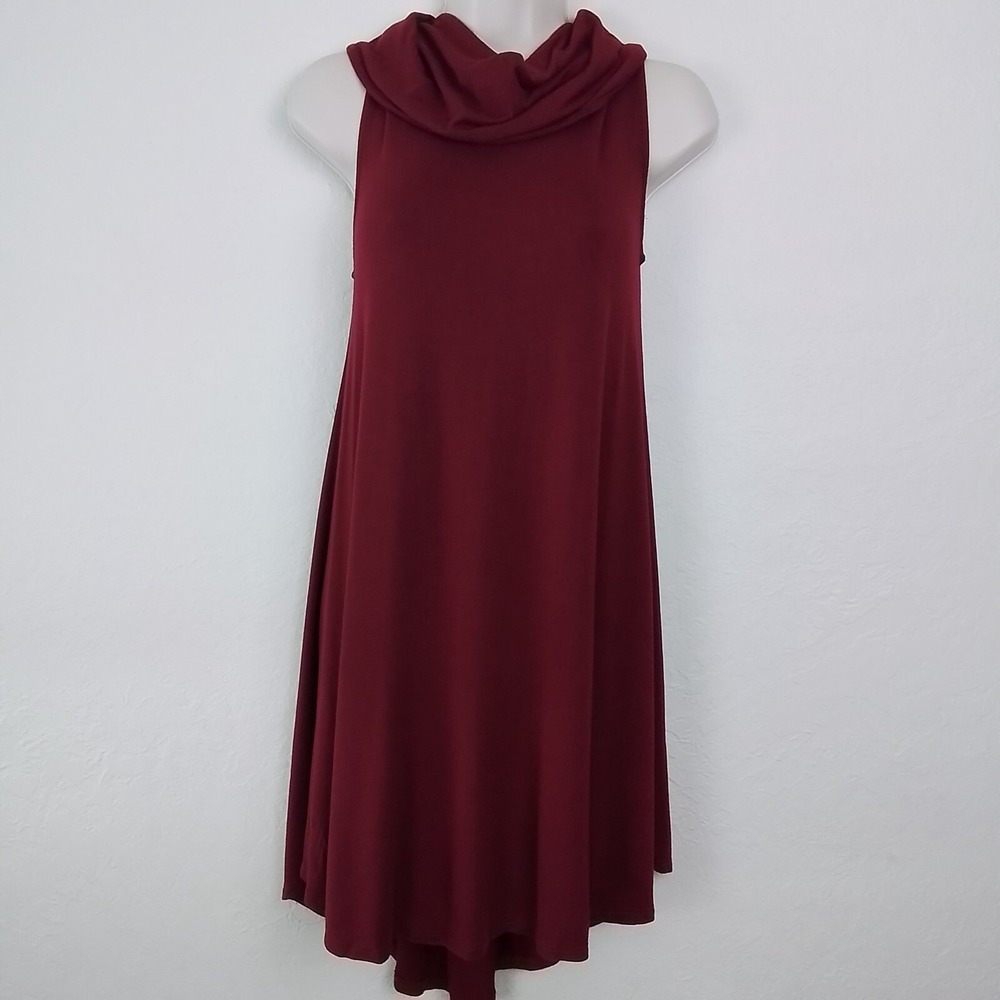 Umgee Women's Small‎ Burgundy High Low Dress Soft Stretch Jersey Boho Indie - Picture 3 of 14
